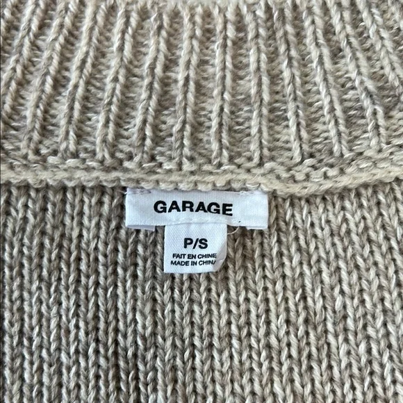 Garage Tan Cropped Cardigan Sweater V-Neck - Picture 2 of 6